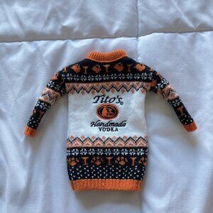 Tito’s Vodka For Dog People‎ Ugly Christmas Sweater Bottle 2023 Orange Winter